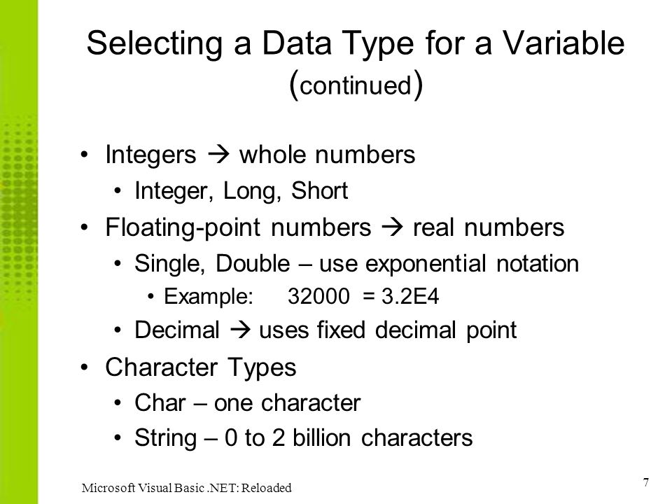 Data type and visual basic essay